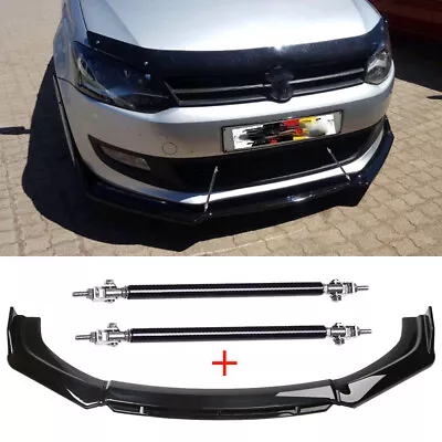 Front Bumper Lip Splitter Spoiler + Strut Rods For VW Golf MK5 MK6 MK7 GTI Polo • $89.39