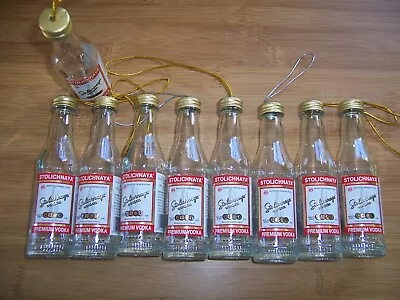 9 Stolichnaya Vodka 50ml Mini Empty Glass Bottles * Good Condition * For Crafts • $9.95