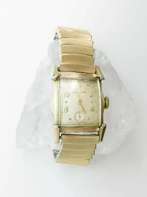 VNTG Bulova Swiss 17 Jewels Gold Plate Bezel Men's Dress Watch IOB 146.6g • $19.99