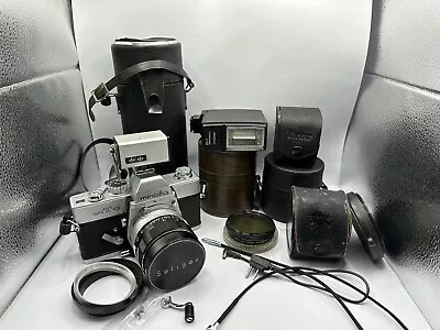 MINOLTA SRT 101 35mm SLR Film Camera And Lens Lot With Filters & Extras • $95