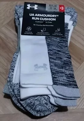 Under Armour UA Armourdry Run Cushion Mid Crew Socks 3 Pairs Men's 8.5-13 • $14.99