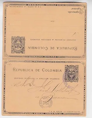 Columbia 1901 Double Cards From Cartagena Via NY To Germany   A2188 • $16.80