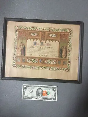 Vintage 1841 Framed Marriage Certificate Germantown Philadelphia PA • $59.50