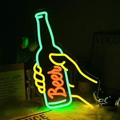 Neon Beer Sign LED Bar Lights Dimmable Wall Decor For Man Cave Home Bar Club • $49.99