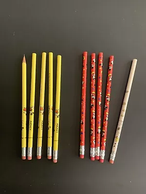 Pencils Mickey Mouse 9 + One Snoopy Vintage • $6.30