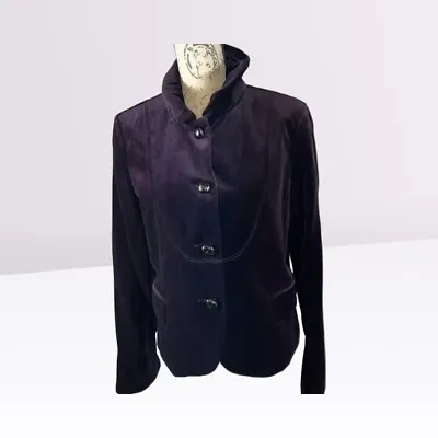 J. Crew Women's Bella Velvetv Blazer Cropped Jacket Size 12 Purple 4-Button • $44