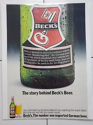 1988 Vintage Beck's Beer Magazine Print Ad  • $9