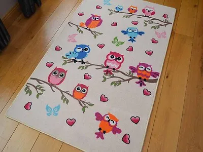 £16.99 • Buy New Bright Cute Owl Design Small Large Kids Rugs Childrens Nursery Rug Mat Cheap