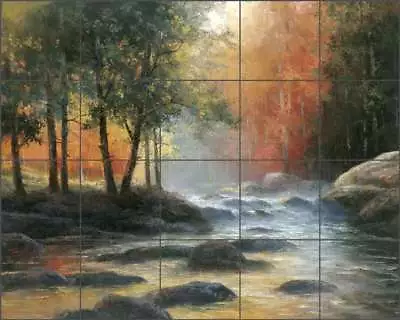 Tile Mural Backsplash Chiu Mountain River Stream Landscape Art EC-TC004 • $125