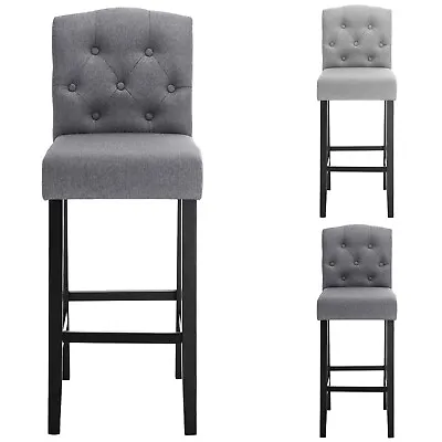 £125.99 • Buy 2/4x Breakfast Bar Stools Linen Padded Kitchen Counter Pub High Chairs Barstools