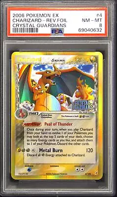 2006 Crystal Guardians 4 Charizard Reverse Foil Holo Rare Pokemon TCG Card PSA 8 • $410