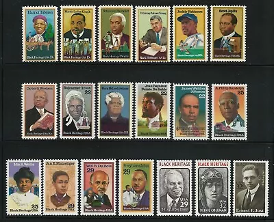 Us Black Heritage Serries Postage Stamp Set Of 19 Single Water Activated Gum Mnh • $8.88