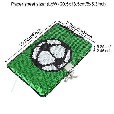 $20.81 • Buy Boy Girl School With Lock Keys For Kids Green Sequin Journal Football Pattern