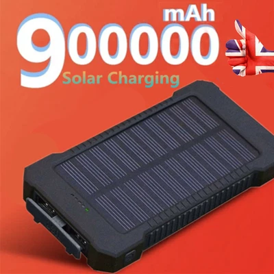 £16.74 • Buy 900000mAh Waterproof Portable Solar Power Bank 2USB Backup Battery Charger 2021