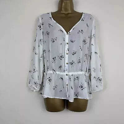 Marks & Spencer Top Ivory Floral Print Peplum Blouse M&S Womens New Size 8 - 20 • £6