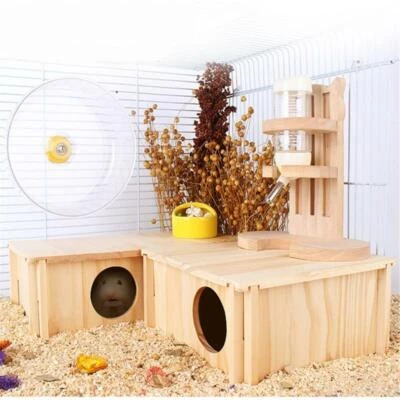 $20.87 • Buy Hamster Wooden House Hideout Nesting Habitat For Guinea Pig Small Animals