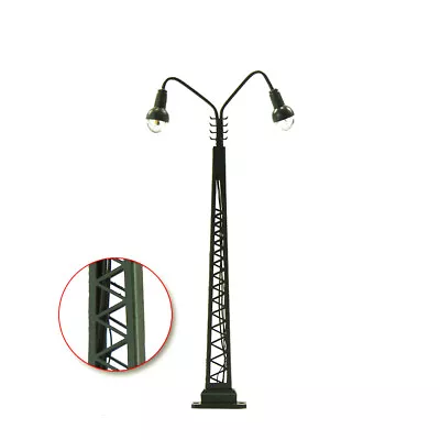 3pcs Model Railway N Gauge 1:150 Street Lights Lattice Mast Lamp Two-heads 7.5cm • £15.59