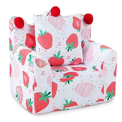 Kids Sofa Chair Foam Filled Armchair Strawberry Toddler Couch W/ Cover & Pillow • $85.95