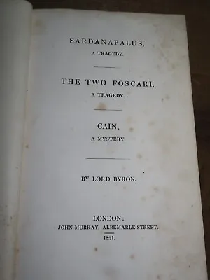 £59.99 • Buy 1825 SARDANAPALUS & THE TWO FOSCARI & CAIN By LORD ROBERT BYRON VOL VIII