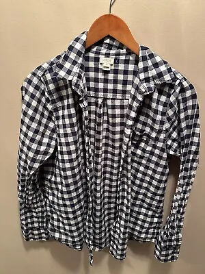 Ladies J. Crew The Perfect Shirt Blue White Check Gingham Button Up Shirt Size M • $13
