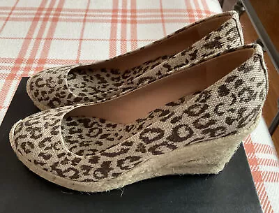 NWB New J Crew Seville Printed Espadrilles Wedges 9 Chocolate Brown Leopard • $49.99