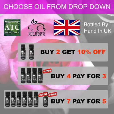 Essential Oil & Carrier Oil 10ml - Aromatherapy - 100% Pure & Natural Freshskin • £2.99