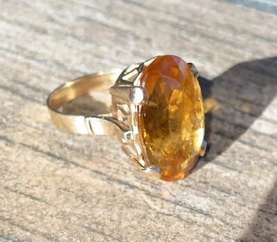 $399 • Buy Madeira Citrine 18k Yellow Gold Cocktail Ring Fine Jewelry 7g