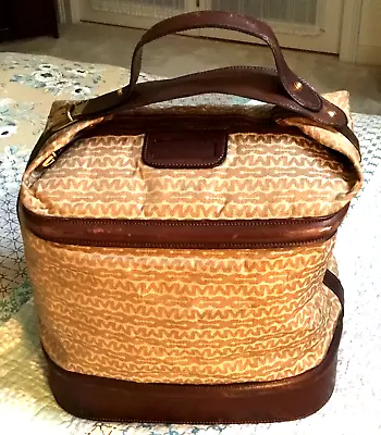 VTG Mark Cross Weekender Luggage Suitcase Satchel Canvas Leather Italy • $299.99