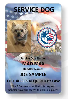 $7.99 • Buy USA Eagle Theme Service Dog/Emotional Support/Therapy Dog ID Card 