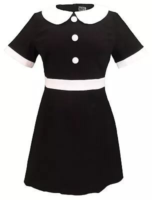 Ladies 60s Retro Mod Vintage Black Dress • £39.99