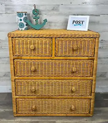 Vintage Wicker Rattan Dresser • $345