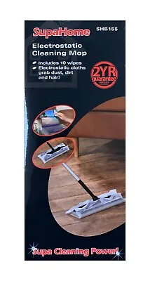 £10.75 • Buy Electrostatic Mop Dust Magnet Broom Hard Floor Wiper Cleaner Includes 10 Cloths