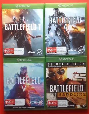 Battlefield 1 + 4 + V + Hardline XBOX ONE X4 Game Bundle TRACKING+FREE POSTAGE • $27.95