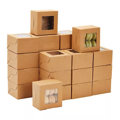 50 Pack 4x4x2 Mini Dessert Boxes With Window - Baked Goods Packaging Containers • $19.99