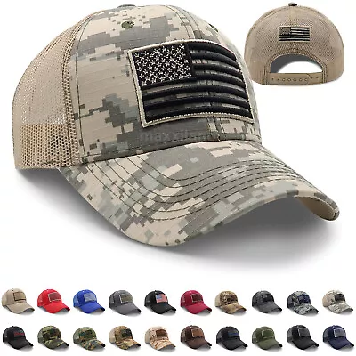 Men Cotton Baseball Cap USA Army American Flag Tactical Trucker Hats Mesh Hat • $10.99