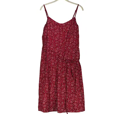 Ann Taylor Loft Dress Womens Size 10 Red Bandana Print Lined Retro Boho Sundress • $27.77