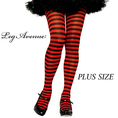 Black Red Stripe Witch Tights Plus Size Pantyhose Halloween Leg Avenue • $26.95