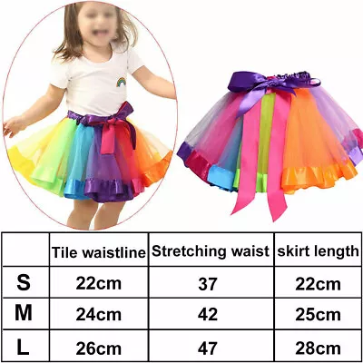 Kids Girls Rainbow Colorful Tutu Skirt Child Tulle Mini Dress Dancewear 2-8 Year • £5.82