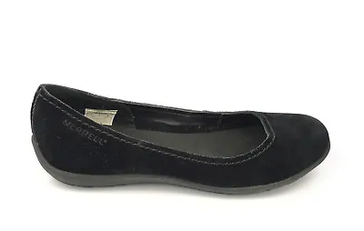 Merrell Women's Avesso Black Suede Ballet Flats Slip Ons J56336 Sz 7.5 M • $18.84