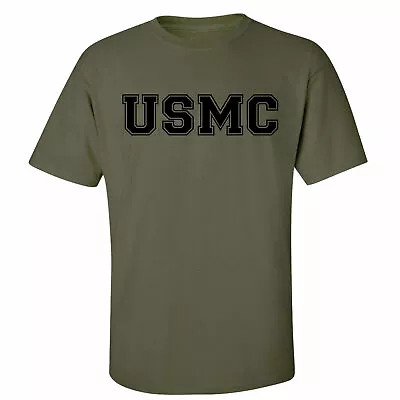  USMC  Athletic Marines S/S T-Shirt In Military Green - Adult Small To 5X • $20.99
