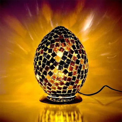 Egg Lamp Black Tile Medium Mosaic Table Lamp Desk Bedside Living Room Study 74BT • £49.99
