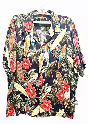 Vintage Hawaiian Luau Floral Palm Trees & Surf Board Mens XL Reserve Collection • $11.99