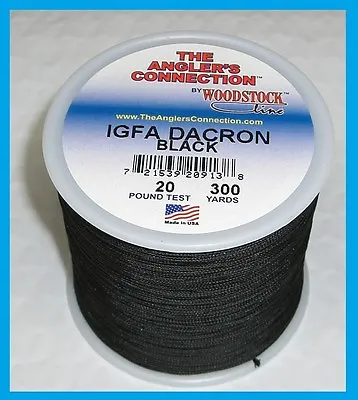 WOODSTOCK BRAIDED DACRON Fishing Line Black Color 20lb-300yd NEW! FREE USA SHIP! • $16.99