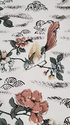 1 2/3 Yd. 5th Avenue Designs Birds Floral Country Cottage Vtg Fabric Scotchgard • $9.95