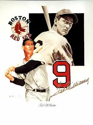 TED WILLIAMS: Red Sox Tim Cortes Signed #'d Print Lithograph Poster 18x24 • $34.95