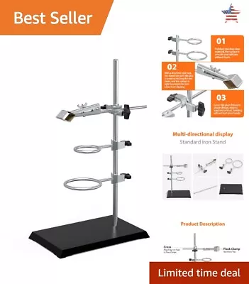 Chemistry Laboratory Stand Set - Support Stand Retort Rings Rod & Flask Clamp • $33.99