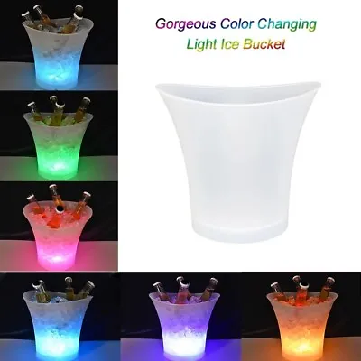 LED Colour Changing Ice Bucket 5L Acrylic Beer Cooler Champagne Drinks Wine Bar • £22.98