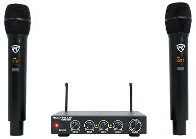 $79.95 • Buy Rockville RKI65BT Dual UHF Wireless Microphones+Bluetooth Karaoke Mic Interface