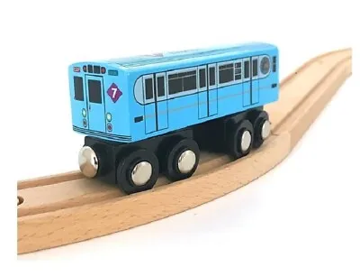 Munipals MP01-11BB Wooden Subway 7-Train NYC Subway Wooden BlueBird R33WF World • $24.95