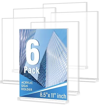 Acrylic Sign Holder 8.5 X 11 6 Pack Sign Holder Clear Vertical Menu Plastic • $24.99